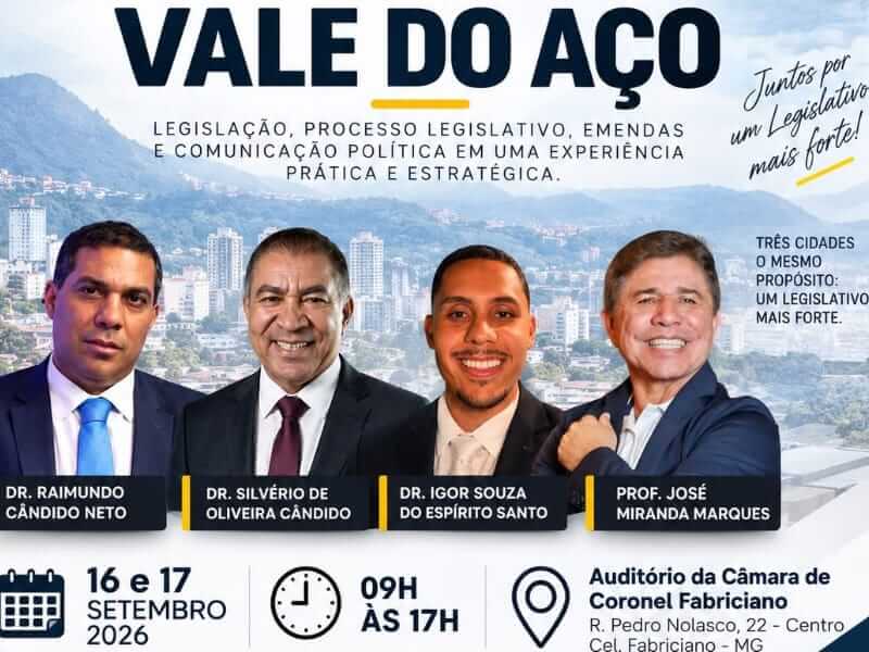 Coronel Fabriciano sedia Forum Legislativo Vale do Aco em setembro soaquinoticias